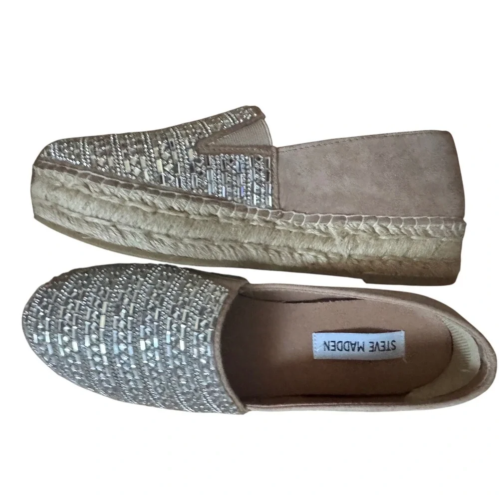 Steve Madden Proud Embellished Espadrilles Shoes Size 8M